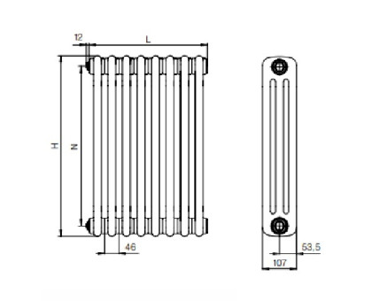 Стальной трубчатый радиатор RIFAR TUBOG TUB 3057-16-TI (Титан)