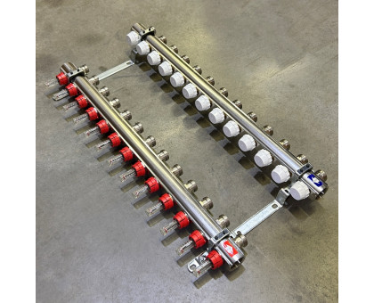 Колл.группа 1" х 13 вых 3/4" с расходомерами и термостатическими вентилями