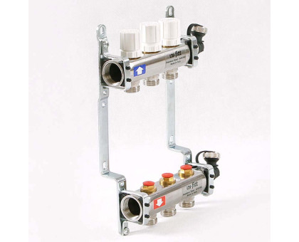Коллекторная группа из нержавеющей стали с регулировочными и термостатическими вентилями UNI-FITT 1"x3/4"ЕК 3 выхода