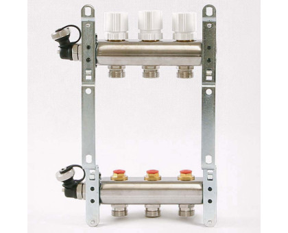 Коллекторная группа из нержавеющей стали с регулировочными и термостатическими вентилями UNI-FITT 1"x3/4"ЕК 3 выхода
