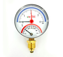 Термоманометр радиальный 4 бар, 120 C, диаметр 80 мм, 1/2"Н